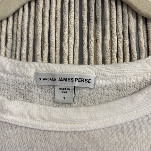 James Perse Classic French Vintage White Terry Raglan Sweatshirt - Picture 3 of 6